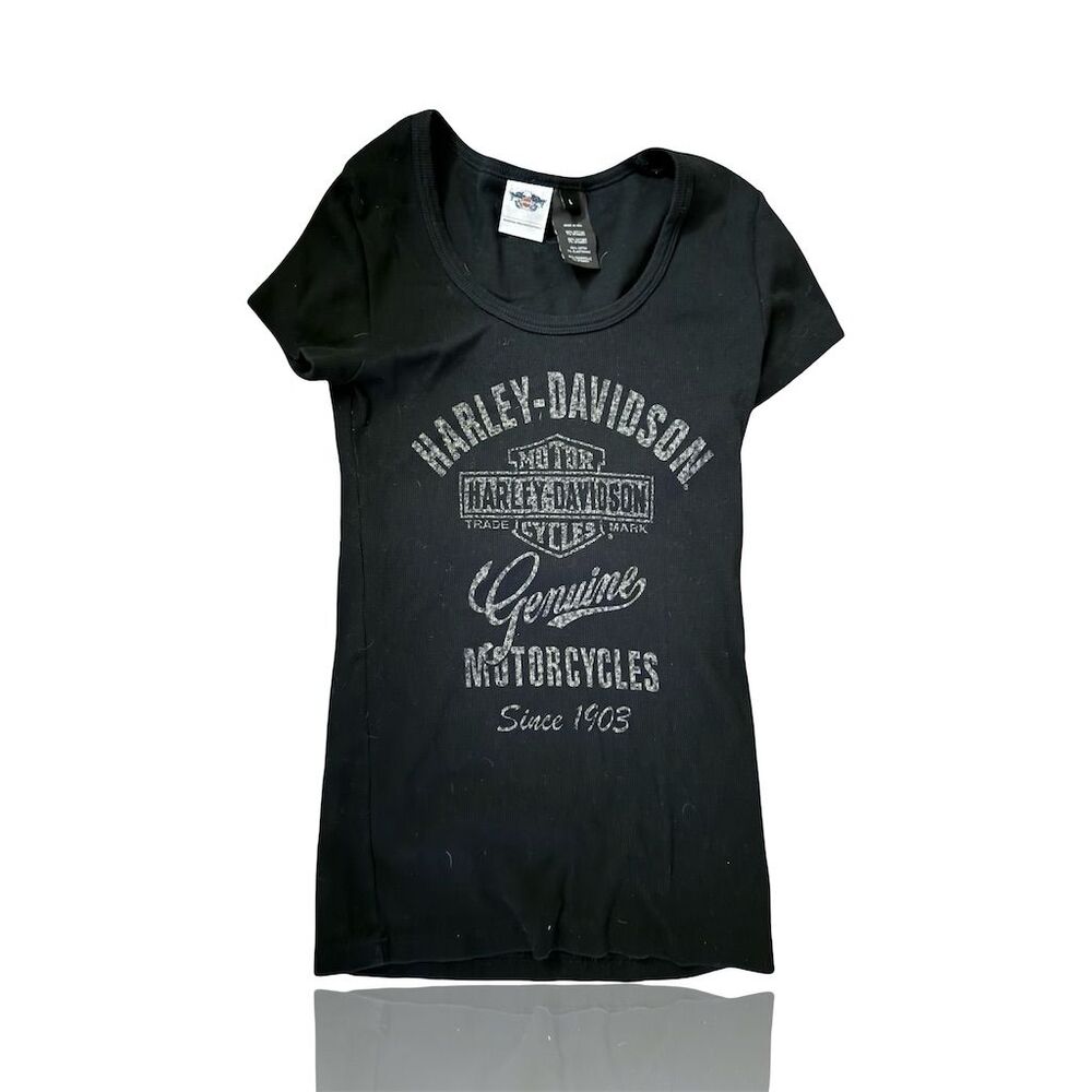 Harley-Davidson Women's Black Short Sleeve T-Shirt Size L (Slim Fit)